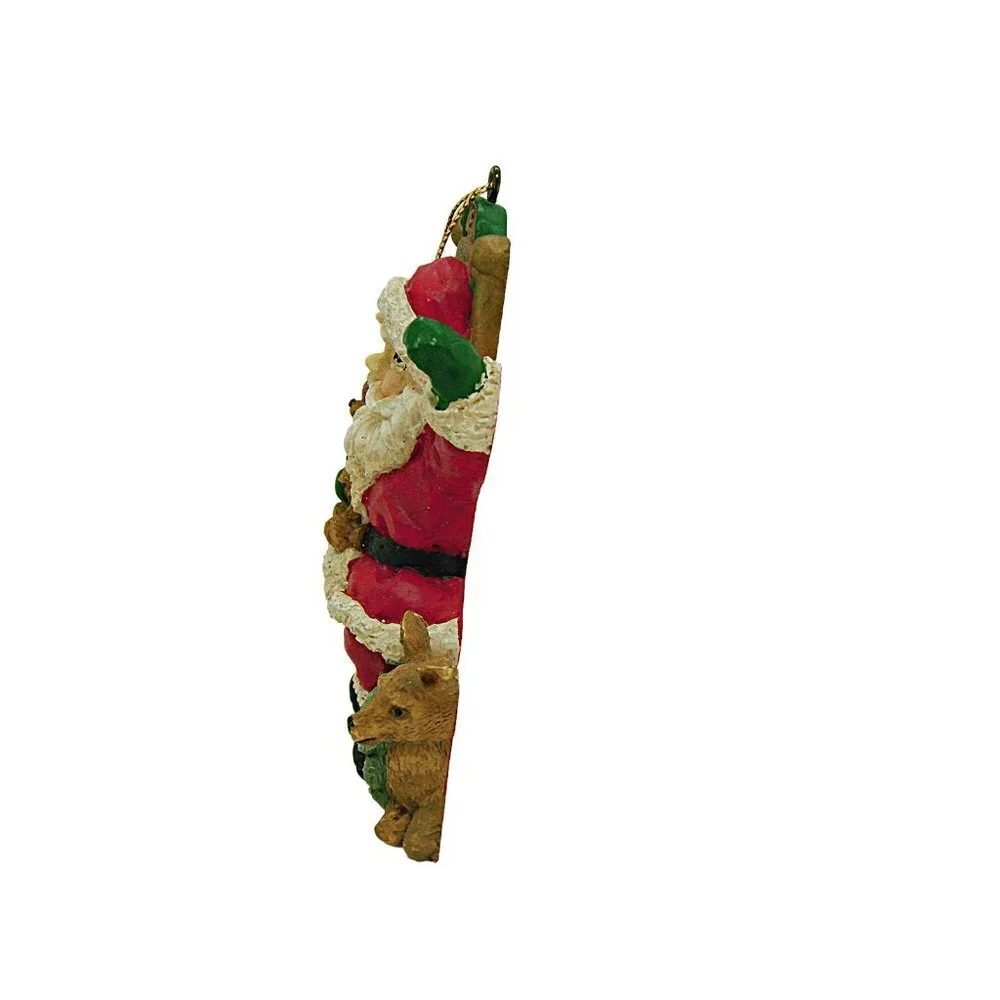 Vintage Santa And Animal Friends Multicolor Christmas Decorative Ornament Resin